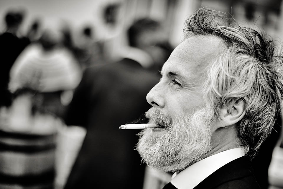 Wedding Guest having a cigarette