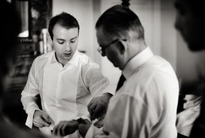 Groom preparing for wedding